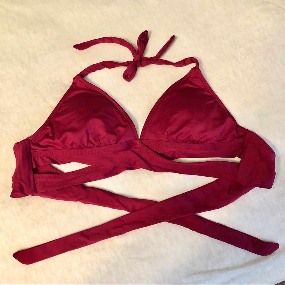 Maroon cutout bikini top
